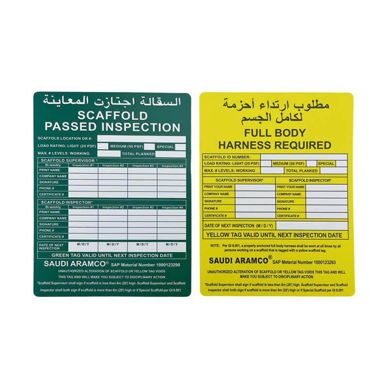 Op023 Tag Perancah Selamat Matte-Finish Luar Tahan Lama